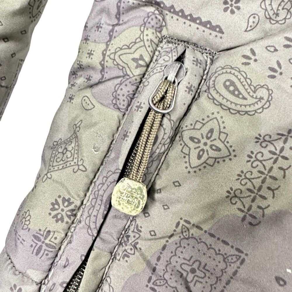 Stüssy Authentic Gear Puffer Thermolite Jacket Paisley Bandana Camo Green Mens L - Picture 8 of 9